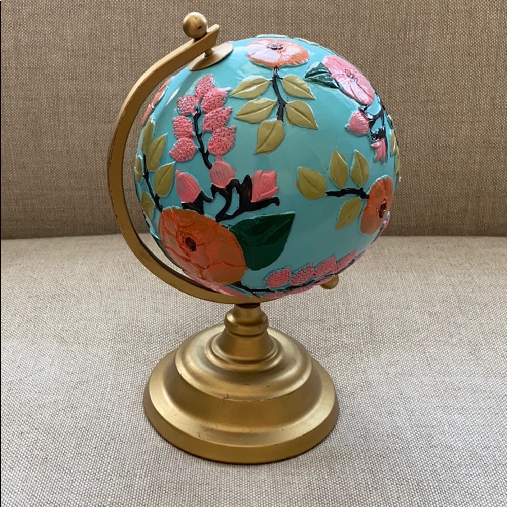 Floral Painted World Globe